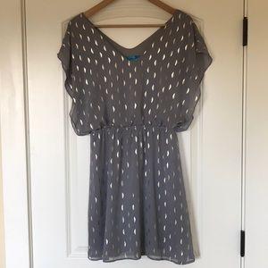 Gray & Metallic Gold Dress, Size Small